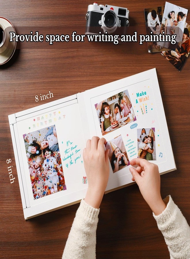 Pssoss 8 x 8 Inch DIY Scrapbook Album 40 Pages Linen Hardcover Kraft White Paper Scrap Book Photo Albums Memory Book for Baby Wedding Family Anniversary Photo Album (Beige, 40 pages) - Image 4
