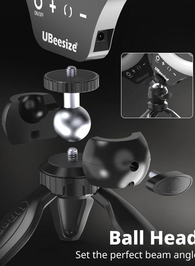 UBeesize 10" Selfie Ring Light with Tripod Stand & Cell Phone Holder, Dimmable Desktop LED Circle Light for Live Streaming/Makeup/YouTube/TIK Tok, Compatible with iOS and Android Phones Black  - Image 2