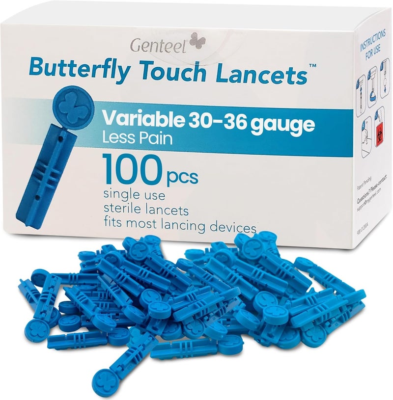 Genteel  Butterfly Touch Lancets  Polished  Smooth  Pain Free  Stainless Lancets 100 pcs - Image 1