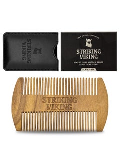 Striking Viking Wooden Beard Comb & Case - Fine & Coarse Teeth from Striking Viking - Anti-Static and Hypoallergenic Wood Pocket Comb For Beards & Mustaches  - Image 1