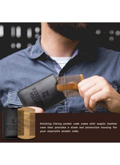 Striking Viking Wooden Beard Comb & Case - Fine & Coarse Teeth from Striking Viking - Anti-Static and Hypoallergenic Wood Pocket Comb For Beards & Mustaches  - Image 4