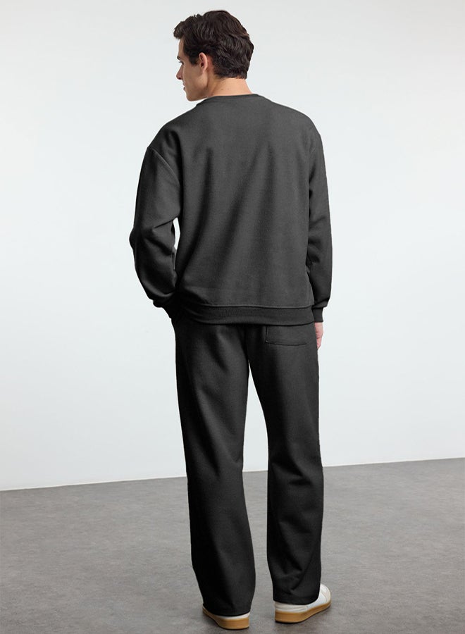 trendyol Anthracite Oversize/Wide Cut Unisex Tracksuit TMNAW25EM00003 - Image 4