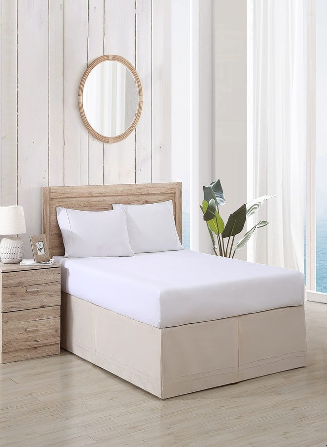 Tommy Bahama Bedskirt Tailored Solid Cotton Bedding, Designer Home Décor, Queen, Beige - Image 2