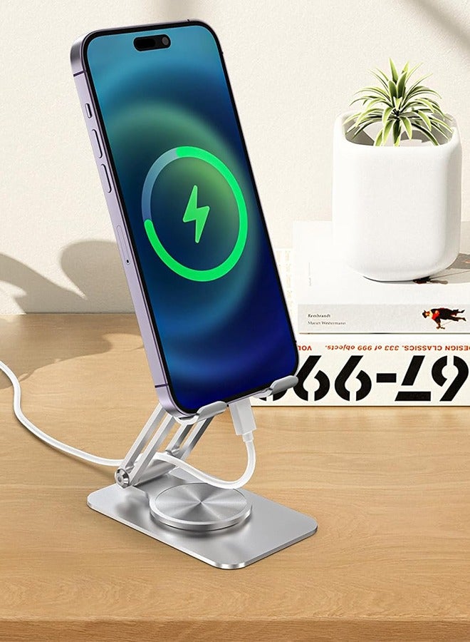 360 ° rotatable desktop phone holder, foldable and adjustable aluminum metal phone holder - Image 4