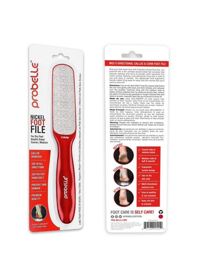 Probelle Double Sided Multidirectional Nickel Foot File Callus Remover Immediately Reduces Calluses And Corns To Powder For Instant Results Safe Tool (Red) - Image 3