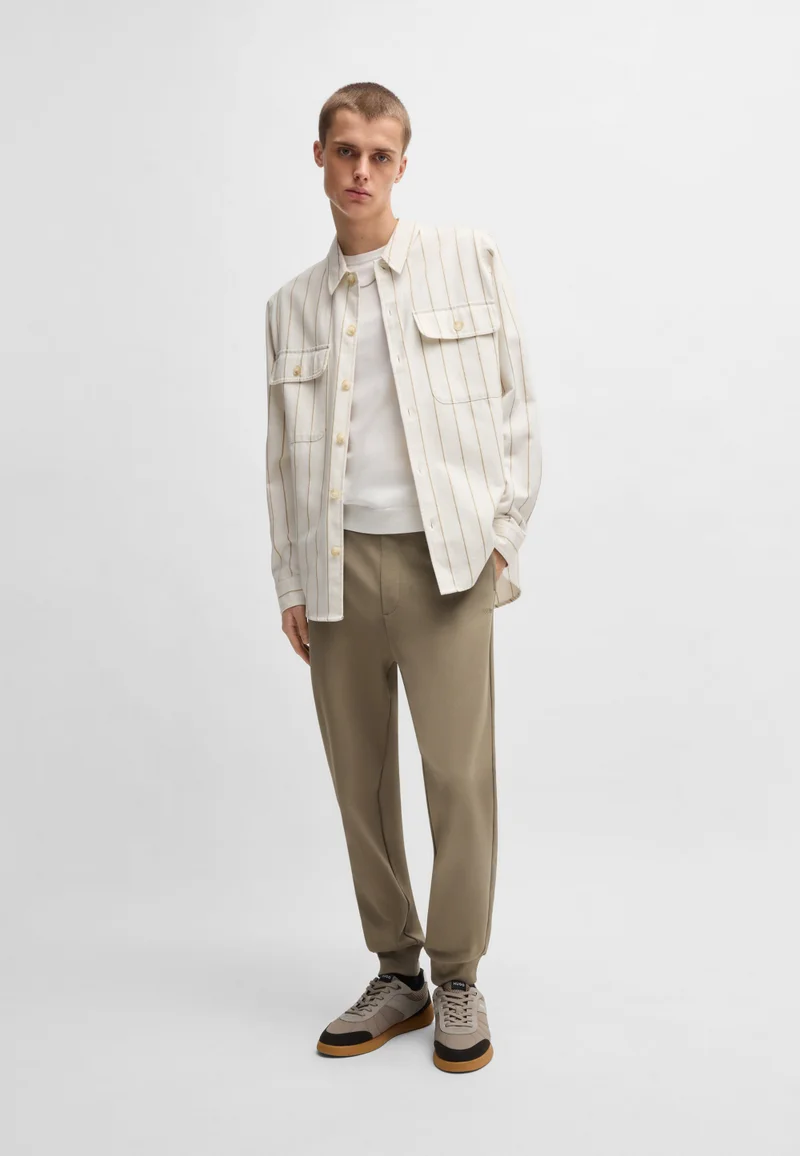 HUGO Cotton-terry tracksuit bottoms with logo print
