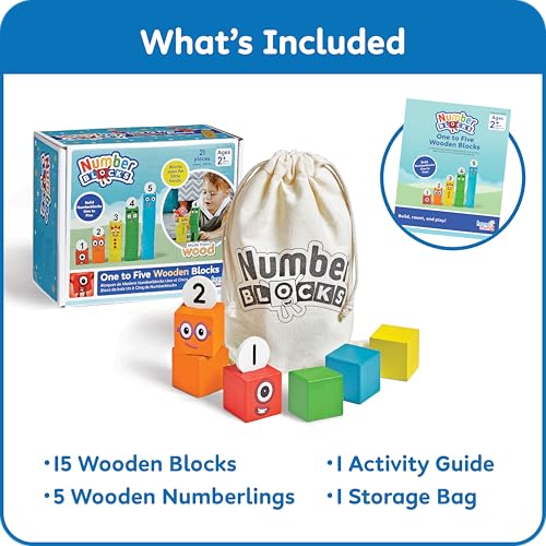 hand2mind Numberblocks One to Five Wooden Blocks, Wood Building Blocks for Toddlers 2-4 Years, Stacking Toys, Montessori Math Materials, Color Sorting Daycare Toys, Preschool Learning Activities - Image 2