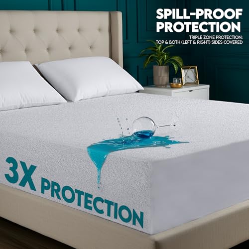 Utopia Bedding Dual Sided Mattress Protector with Waterproof Terry Top and Side Panels Full Size, Soft and Breathable Mattress Cover, Fitted Style with Stretchable Elastic Pockets - Image 2