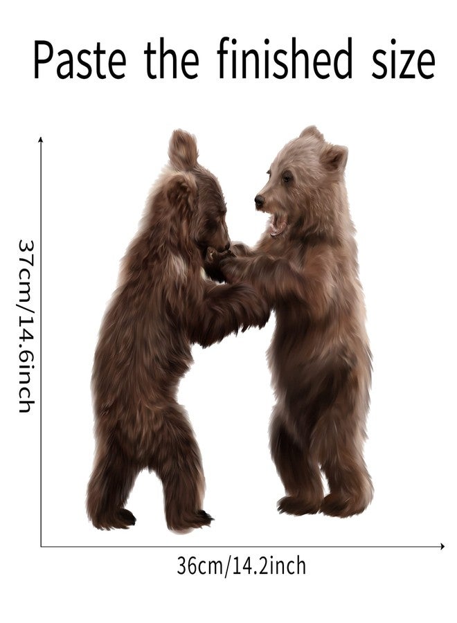 ROFARSO Lifelike Cute Lovely Two Little Bears Animal Wall Stickers Removable Wall Decals Peel and Stick Wall Art Decorations Home Decor for Kid Nursery Baby Bedroom Living Room Playing Room Murals - Image 5