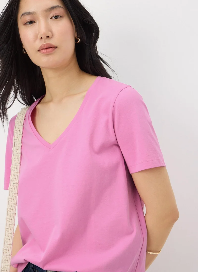 Matalan Light Pink V-Neck Regular Fit T-Shirt