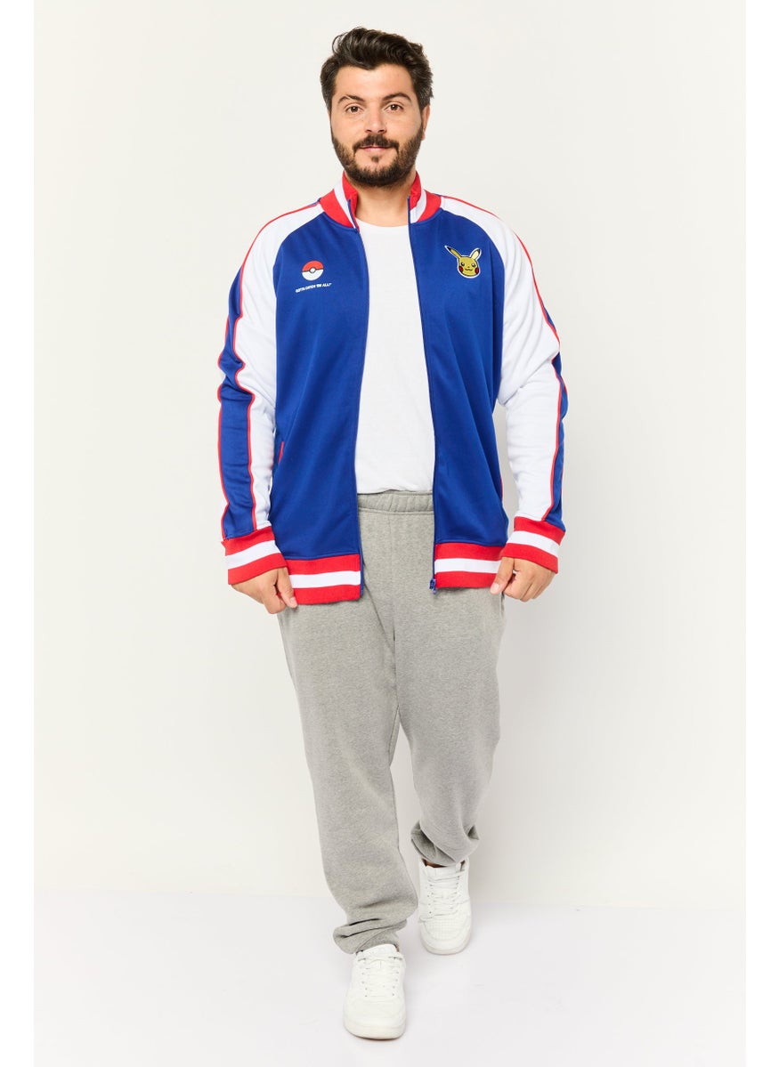 DIFUZED Pokemon x Difuzed Men Band Collar Embroidered Bomber Jacket, Blue  - Image 4