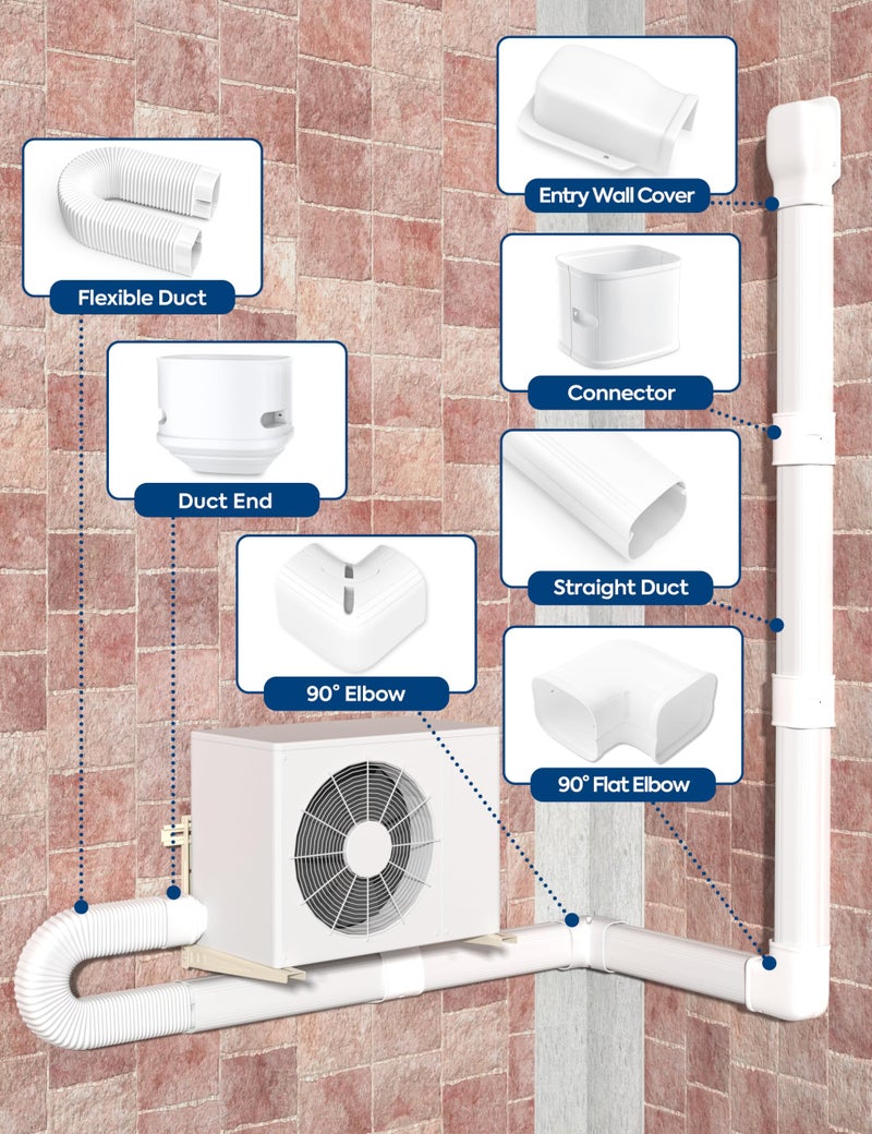 Nouscan 4" 9.5Ft Mini Split Line Set Cover with Flexible Duct, Upgrade PP Decorative Minisplit Lineset Cover Kit, Paintable for Mini Split, Air Conditioner, Central AC, HVAC and Heat Pumps, White - Image 5