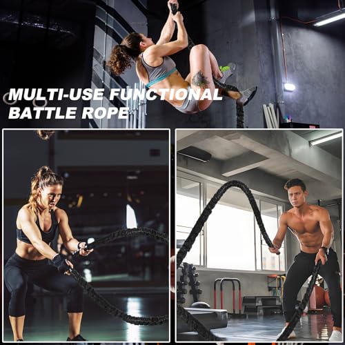Brobantle Battle Rope 2 Inch Diameter,Black 30FT Exercise Workout Ropes for Home Gym Heavy Weighted Training Rope for Working Out - Image 5