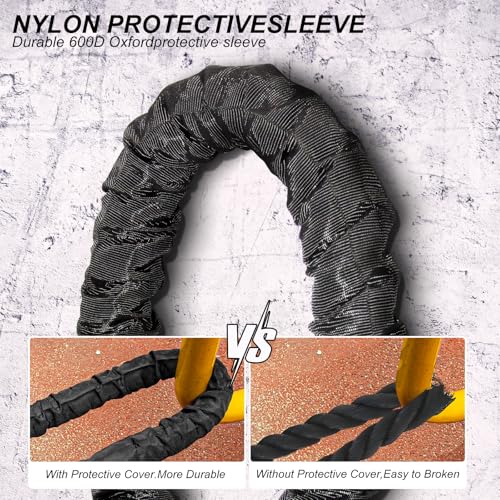 Brobantle Battle Rope 2 Inch Diameter,Black 30FT Exercise Workout Ropes for Home Gym Heavy Weighted Training Rope for Working Out - Image 2