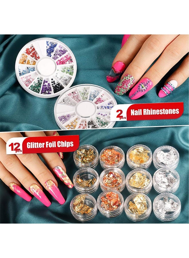 Happy D Nail Pen Designer,Stamp Nail Art Tool with 15pcs Nail Painting Brushes, Nail Dotting Tool, Nail Foil, Manicure Tape, Color Rhinestones for Nails-Black - Image 3