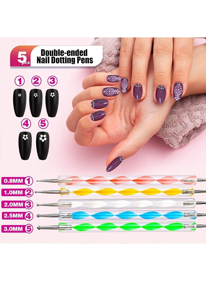 Happy D Nail Pen Designer,Stamp Nail Art Tool with 15pcs Nail Painting Brushes, Nail Dotting Tool, Nail Foil, Manicure Tape, Color Rhinestones for Nails-Black - Image 5
