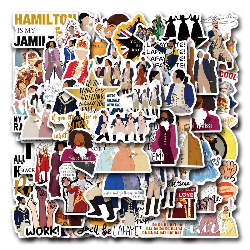 Cannity 50PCS Hamiltons Water Bottle Stickers for Kids, Cute Stickers for Water Bottles, Vinyl Waterproof Aesthetic Laptop Sticker Pack Classroom Prizes Skateboard for Kids Teens Girls Students (Black) - Image 5