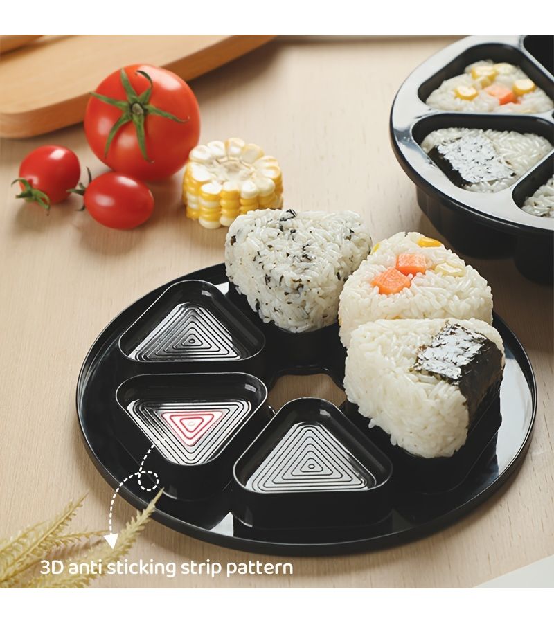 Triangular Sushi Roll Mold Kit Black DIY Hand Press Vegetable Rice Ball Shaker - Image 5