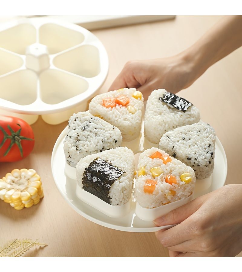 Triangular Sushi Roll Mold Kit Black DIY Hand Press Vegetable Rice Ball Shaker - Image 1