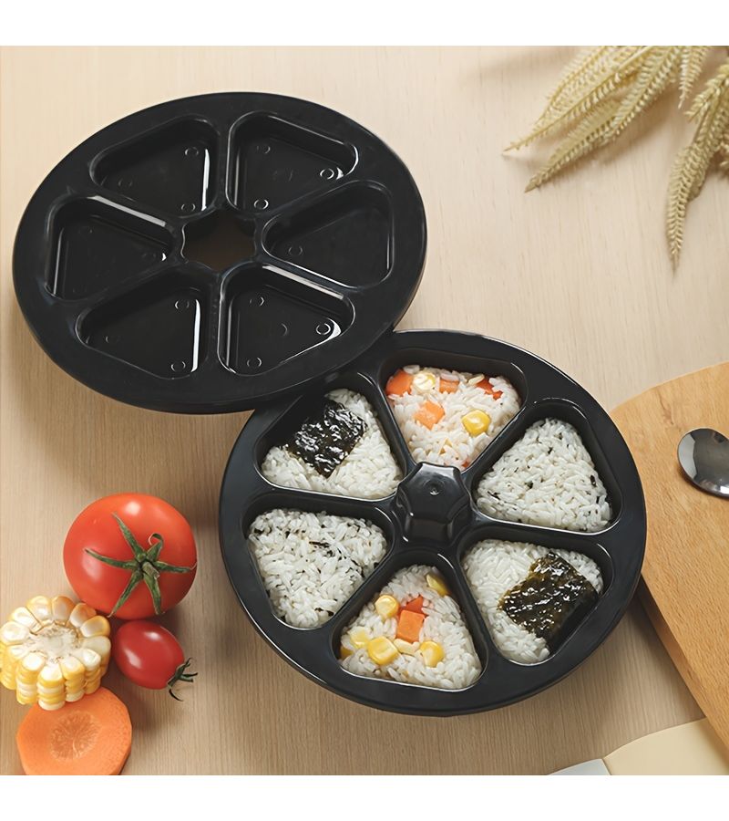 Triangular Sushi Roll Mold Kit Black DIY Hand Press Vegetable Rice Ball Shaker - Image 2