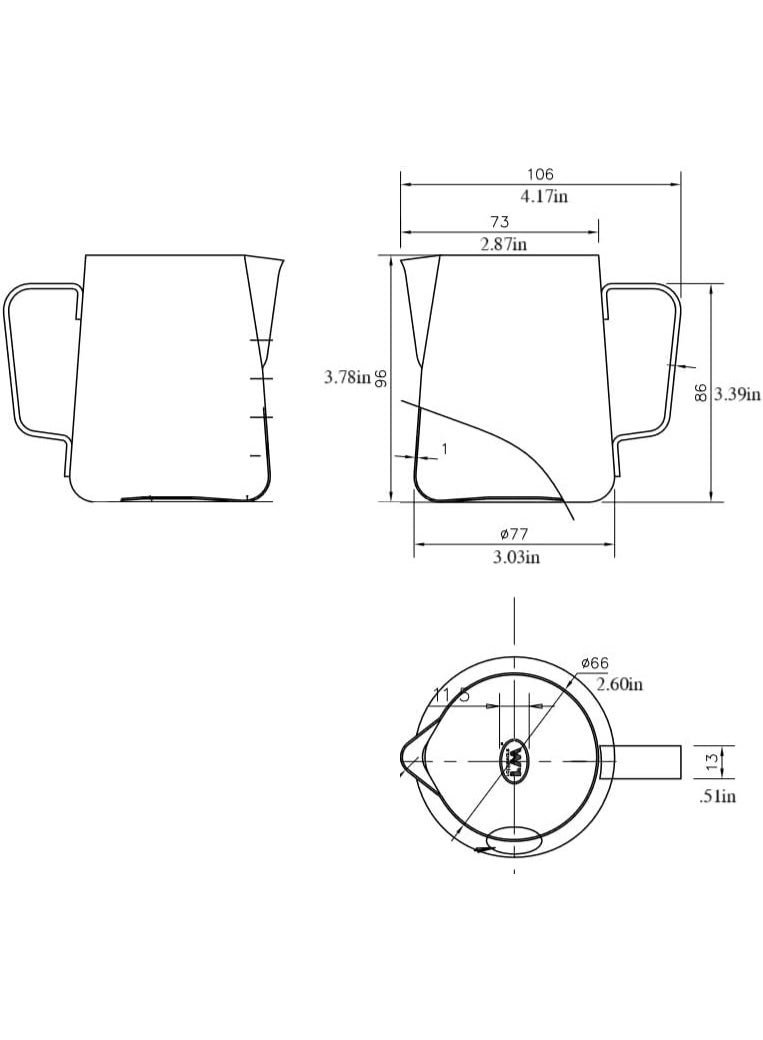 Rattleware 350ML Etched Macchiato Pitcher for Milk Frothing Espresso & Latte Art - Image 3