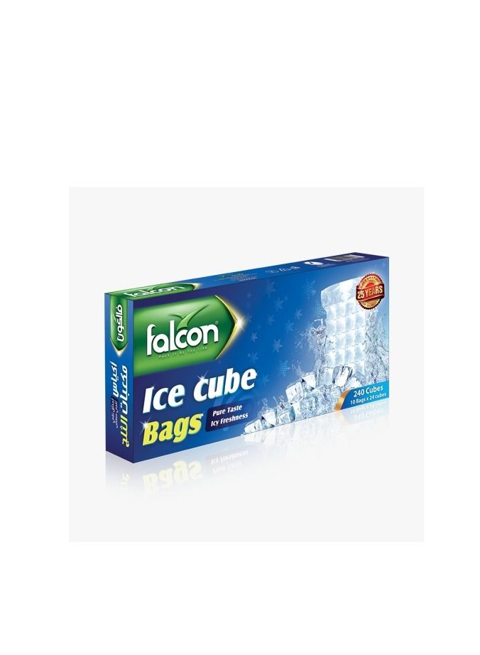 Falcon Falcon Ice Cube Bags Bio-Degradable 24 Cubes – 24 x 19 CM (1 Pack x 10 Bags)  - Image 1
