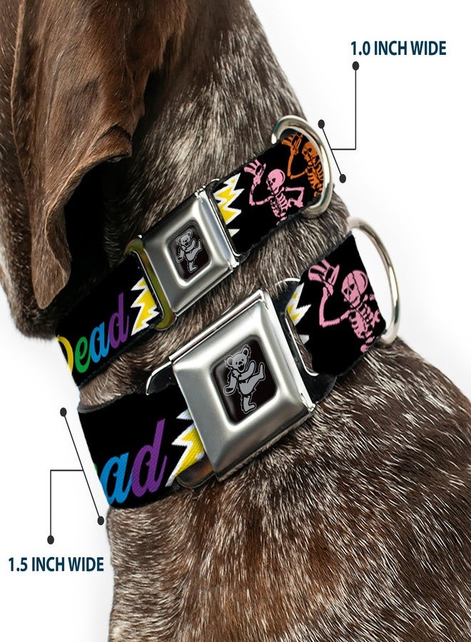 Buckle Down Buckle-Down DC-WGD005-L Seatbelt Dog Collar, Large, Grateful Dead Script w/Bears & Skeletons Black/Multi Color, 1" Wide - Fits 15-26" Neck - Large - Image 2