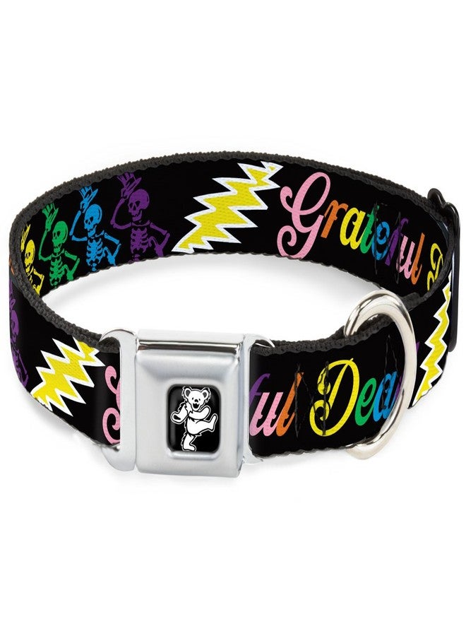 Buckle Down Buckle-Down DC-WGD005-L Seatbelt Dog Collar, Large, Grateful Dead Script w/Bears & Skeletons Black/Multi Color, 1" Wide - Fits 15-26" Neck - Large - Image 1