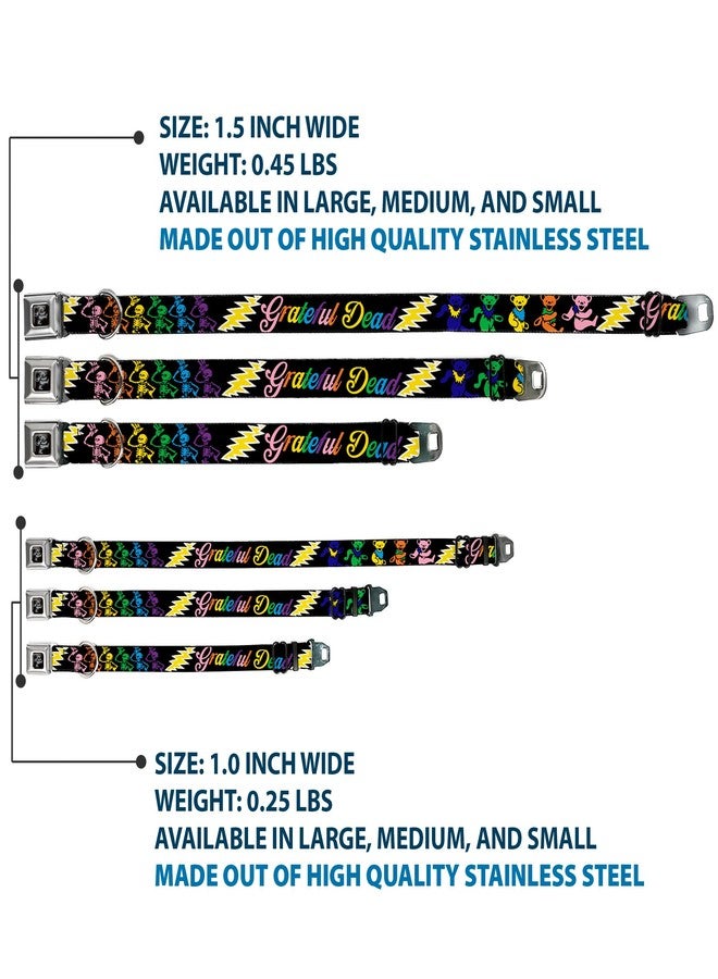 Buckle Down Buckle-Down DC-WGD005-L Seatbelt Dog Collar, Large, Grateful Dead Script w/Bears & Skeletons Black/Multi Color, 1" Wide - Fits 15-26" Neck - Large - Image 3