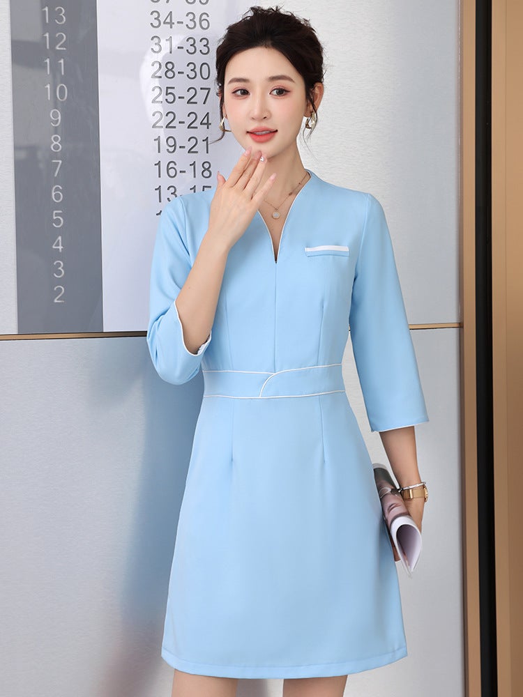 Autumn Beauty Salon Beautician Work Clothes High-End Health Salon Spa Center Physiotherapist Sleeve Dress Tooling - Image 2