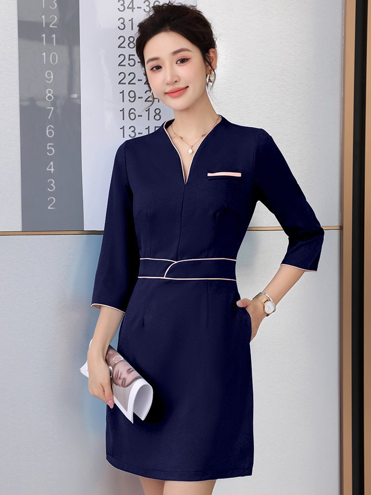 Autumn Beauty Salon Beautician Work Clothes High-End Health Salon Spa Center Physiotherapist Sleeve Dress Tooling - Image 3