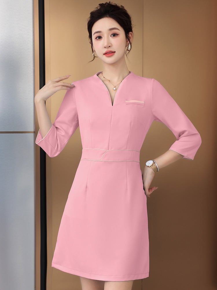 Autumn Beauty Salon Beautician Work Clothes High-End Health Salon Spa Center Physiotherapist Sleeve Dress Tooling - Image 5