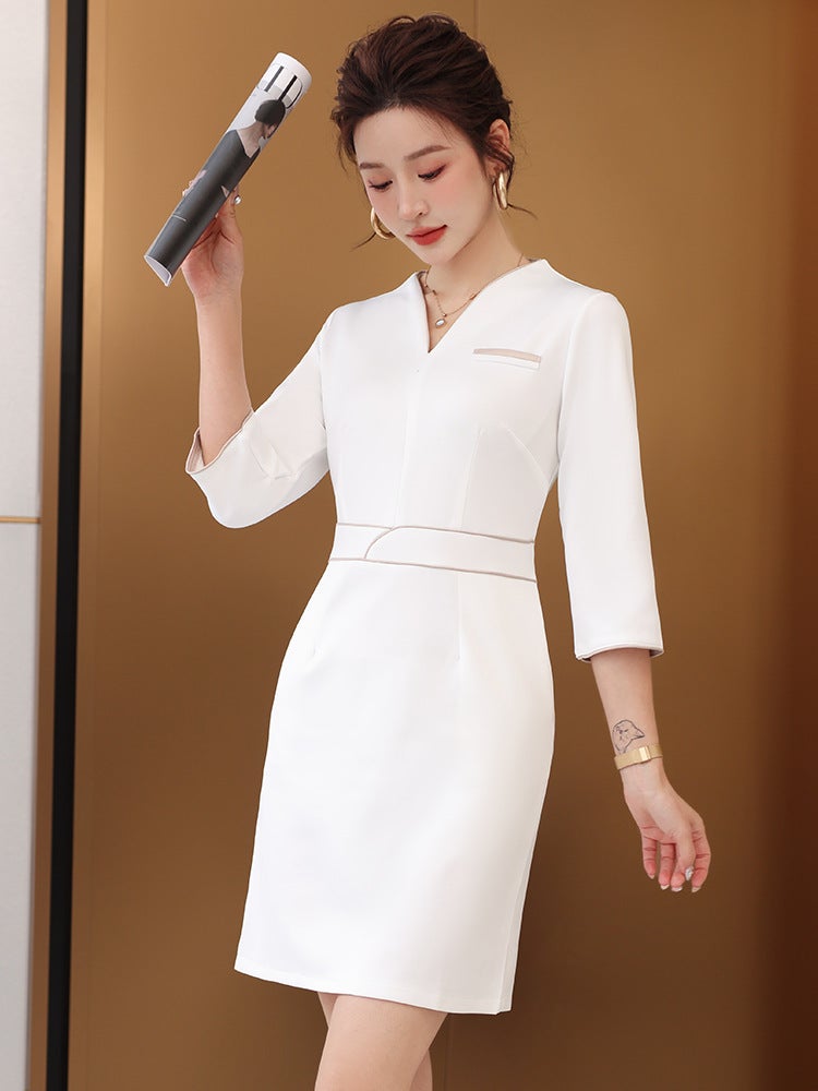 Autumn Beauty Salon Beautician Work Clothes High-End Health Salon Spa Center Physiotherapist Sleeve Dress Tooling - Image 4