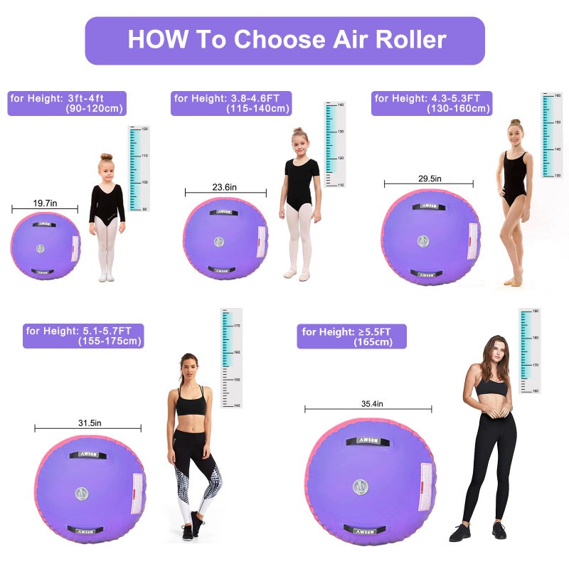 AWSUM 1 PCS Gymnastics Barrel Air Roller Inflatable Tumbling Mat Back Handspring Trainer for Octagon Mat Gym Gymnastics Equipmentï¼ŒNo Electric Pump - Image 2