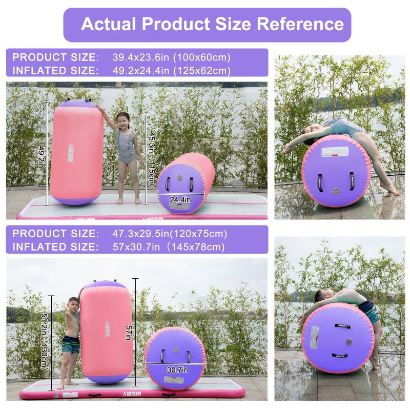 AWSUM 1 PCS Gymnastics Barrel Air Roller Inflatable Tumbling Mat Back Handspring Trainer for Octagon Mat Gym Gymnastics Equipmentï¼ŒNo Electric Pump - Image 3
