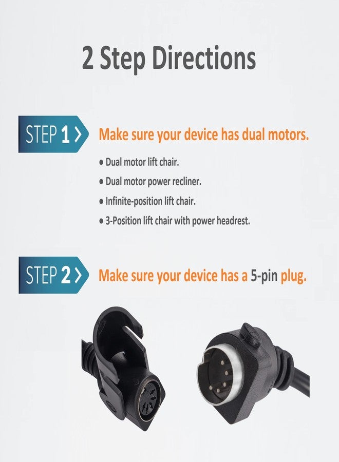 Hommoat 4 Button 5 Pin Remote Control for Dual Motor Power Lift Recliner Chair, Recliner Remote Replacement with USB C Charge Port, DL-SK-206-2-006 - Image 2