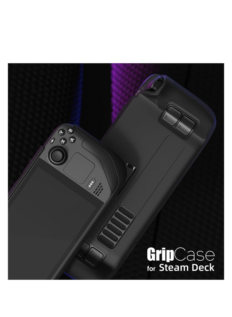 SYOSI GripCase SD for Steam Deck, Shockproof, A Soft Protective Case with Textured Grips Full Protection and Stand, Shock-Absorption Non-Slip and Anti-Scratch Cover Design - Coyote Gray - Image 2
