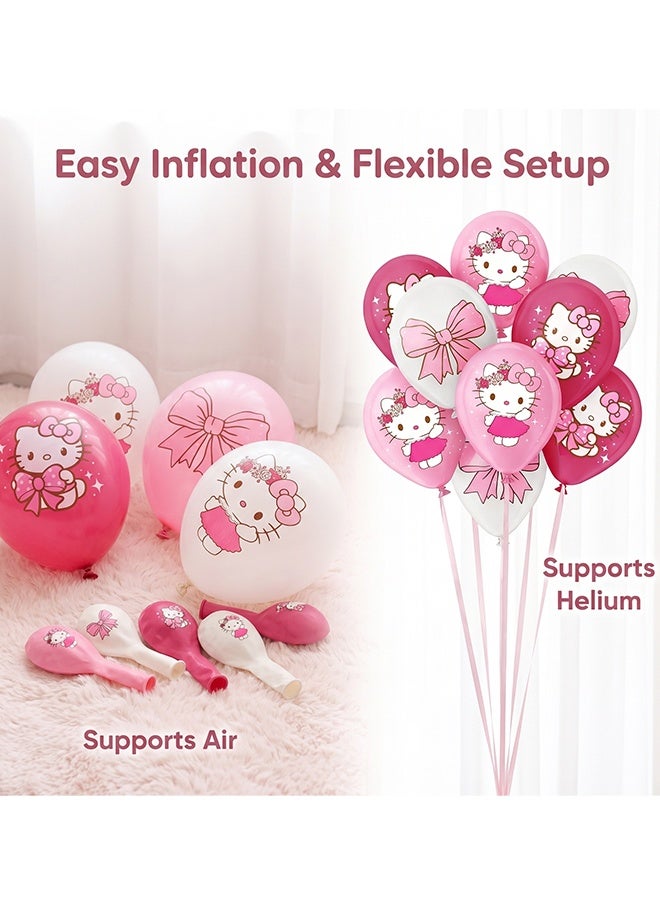 Hello Kitty 24Pcs Pink Bow Hello Kitty Latex Balloon Set,Cute Cartoon Printed Party Balloons,Hello Kitty Themed Decorative Balloons for Girls Birthday Baby Shower Indoor Outdoor Party Layout - Image 5