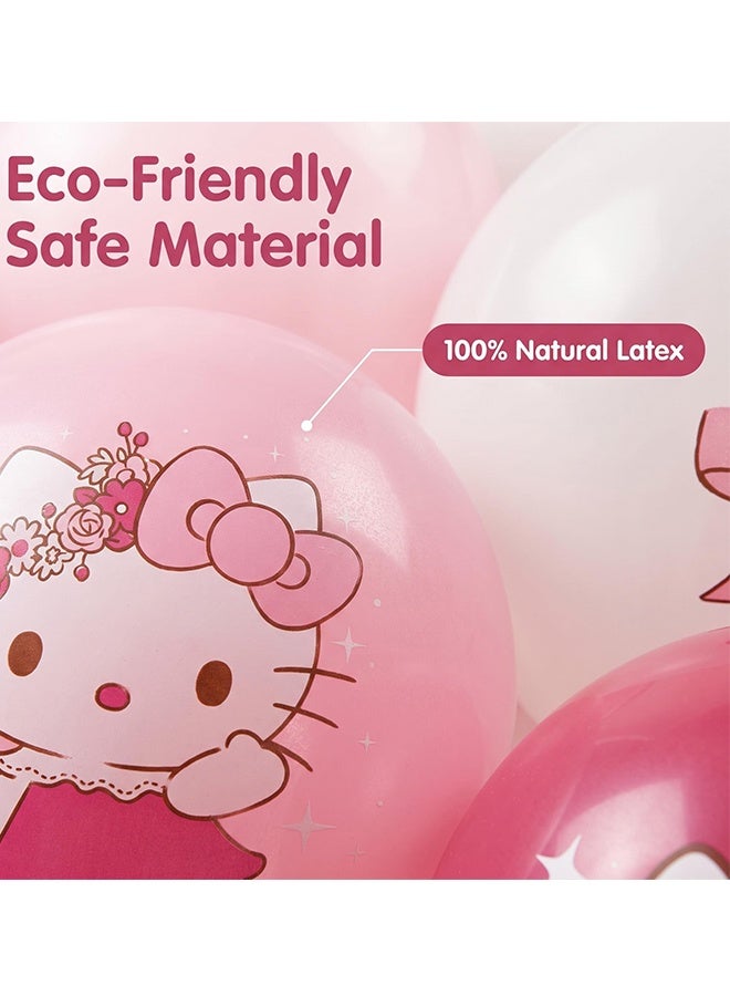 Hello Kitty 24Pcs Pink Bow Hello Kitty Latex Balloon Set,Cute Cartoon Printed Party Balloons,Hello Kitty Themed Decorative Balloons for Girls Birthday Baby Shower Indoor Outdoor Party Layout - Image 4
