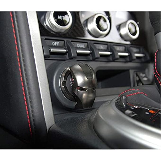 شواي قطعة واحدة من غطاء حماية زر بدء تشغيل محرك السيارة واستبدال زر بدء تشغيل المحرك وإيقاف التشغيل وواقي زخرفة بدء التشغيل وإيقاف التشغيل وغطاء دائري لحلقة المفاتيح بتصميم ثلاثي الأبعاد على شكل الرجل الحديدي وملحقات داخلية للسيارة - Image 3