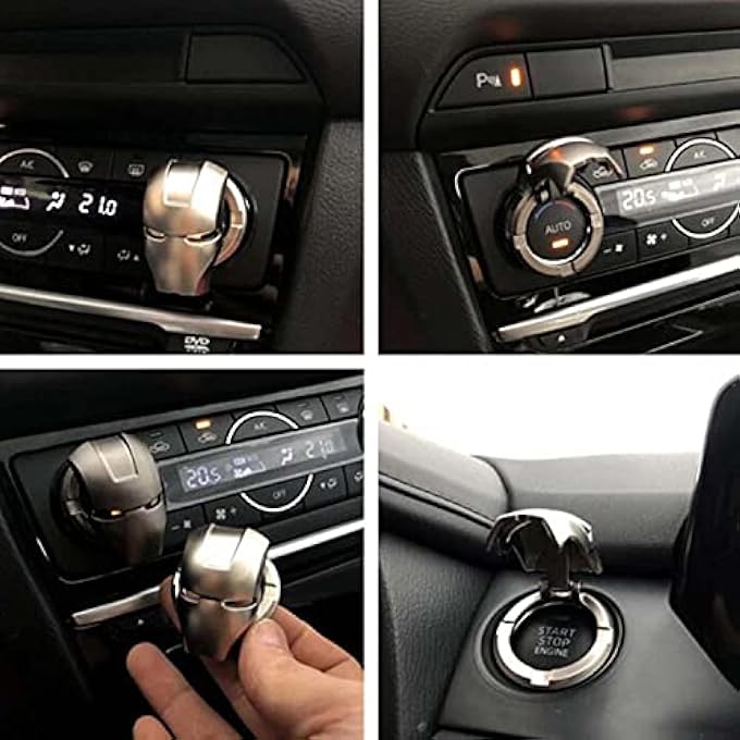 شواي قطعة واحدة من غطاء حماية زر بدء تشغيل محرك السيارة واستبدال زر بدء تشغيل المحرك وإيقاف التشغيل وواقي زخرفة بدء التشغيل وإيقاف التشغيل وغطاء دائري لحلقة المفاتيح بتصميم ثلاثي الأبعاد على شكل الرجل الحديدي وملحقات داخلية للسيارة - Image 5