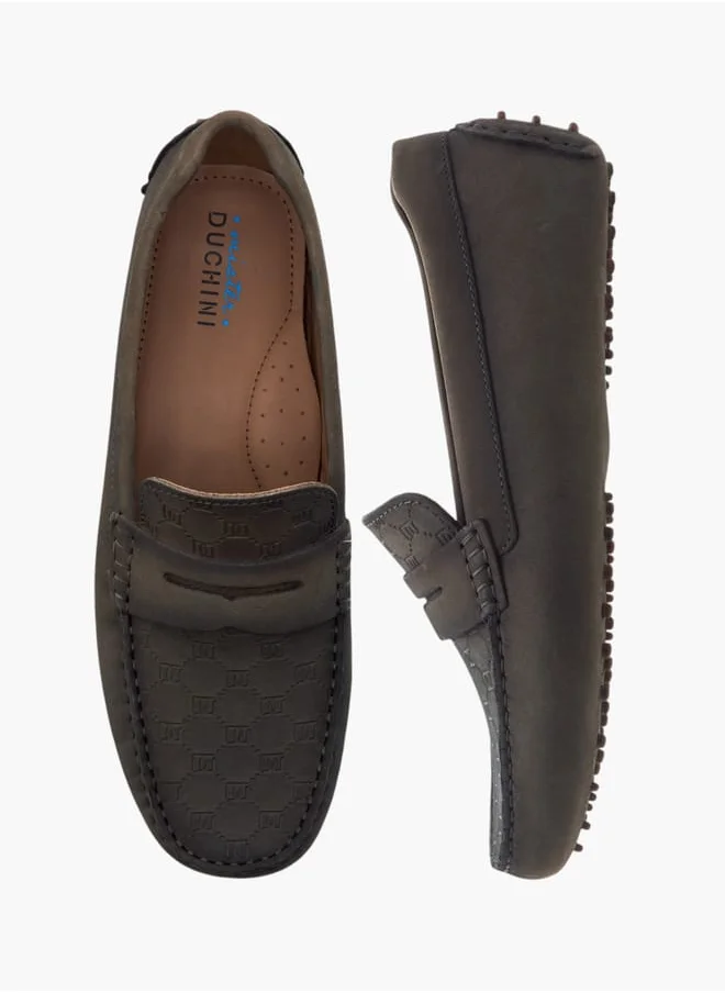 سيد دوتشيني Boys Monogram Embossed Slip-On Loafers
