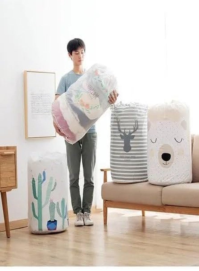 TUPERMAR Round Drawstring Bag Portable Clothing Quilt Storage Bag Laundry Organizer Large Capacity Storage Organizer Wardrobe Organize Clothes Container Portable Organizer Bag for cloth toy - Image 5