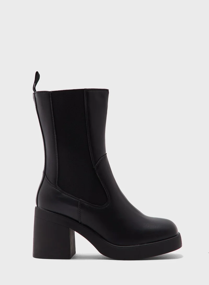 Truffle Wide Fit Chunky Heel Chelsea Boot