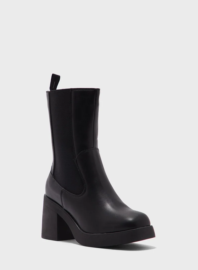 Truffle Wide Fit Chunky Heel Chelsea Boot