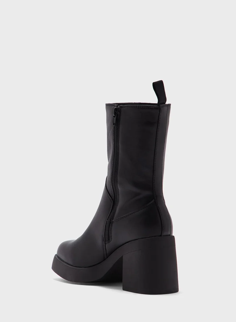 Truffle Wide Fit Chunky Heel Chelsea Boot