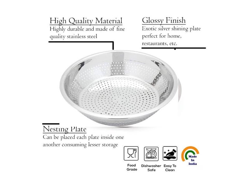 DiBha Stainless Steel Stainer Colander Fruit Stainer Pasta Strainer Vegetable, Rice Stainer Big Hole, Color - Silver (Diameter -11 inch) - Image 4