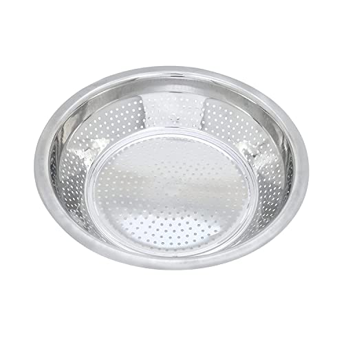 DiBha Stainless Steel Stainer Colander Fruit Stainer Pasta Strainer Vegetable, Rice Stainer Big Hole, Color - Silver (Diameter -11 inch) - Image 2