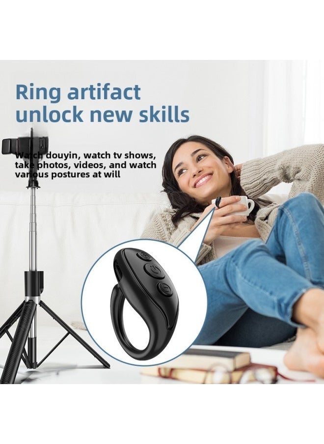 2022 Ring Trembles Bluetooth Remote Control Finger Belt Mobile Phone Selfie Camera Video Click Page-turning Device-Color:Jx-03-black - Image 2