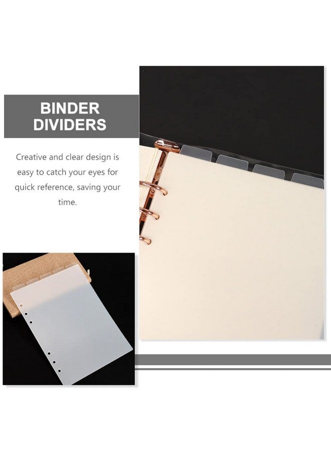 STOBOK 6Pcs A5 Transparent Binder Tabs Top Vertical Tabs 6 Holes Binder Divider For Planner Journal Notebook Diary Memo Notepad Transparent Pvc Binder Divider  - Image 5